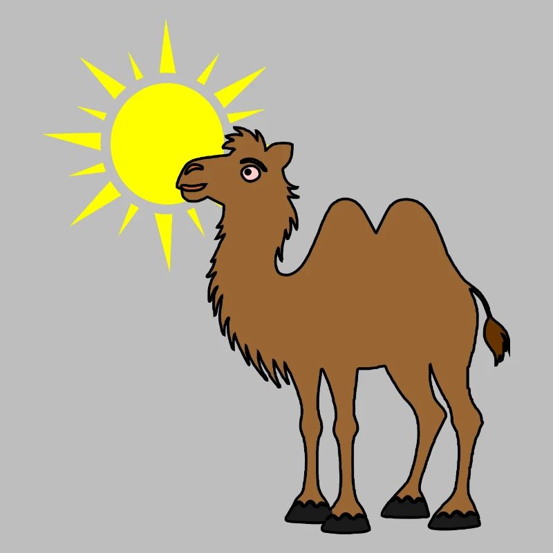 Kamel mit Sonne in der Wüste