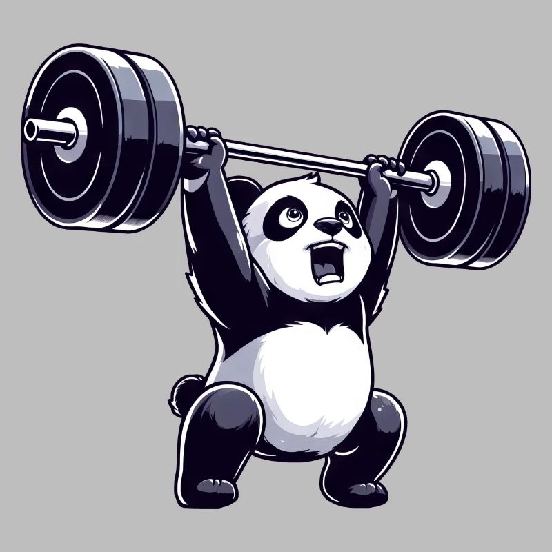 Haltérophile panda avec haltère