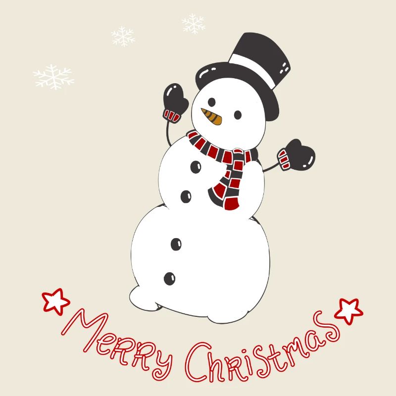 Cheerful snowman with scarf