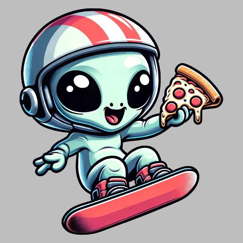 Mignon Comic Alien Snowboard Snowboarder