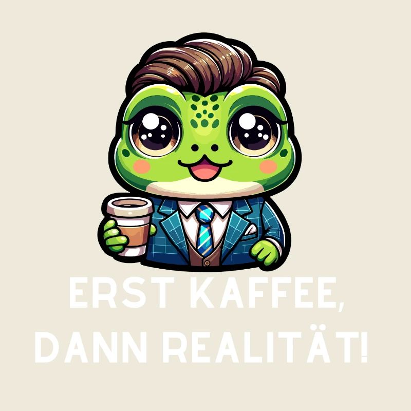 Frosch mit witzigen Kaffee Spruch