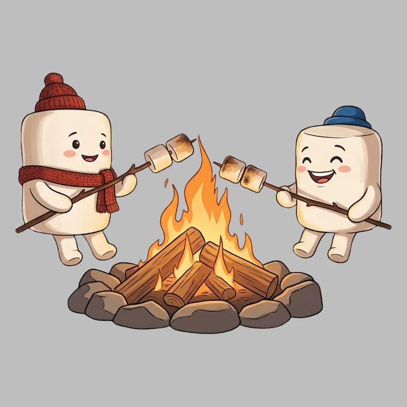 Amis de guimauves au feu de camp