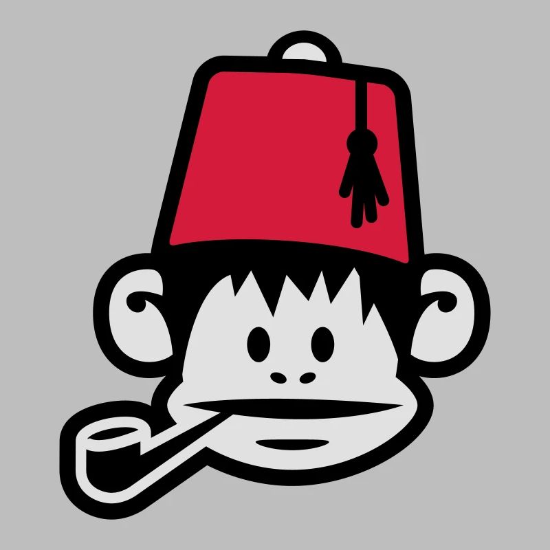 monkey fez ape primat affe pipe smoker