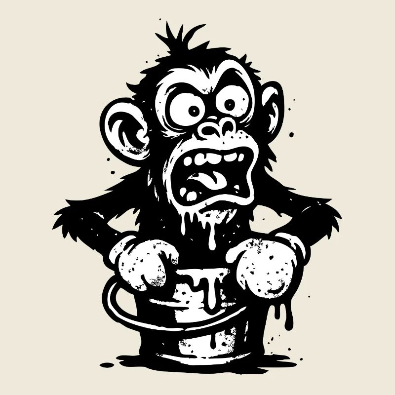 Monkey in a Bucket | Shocked monkey with dripping design