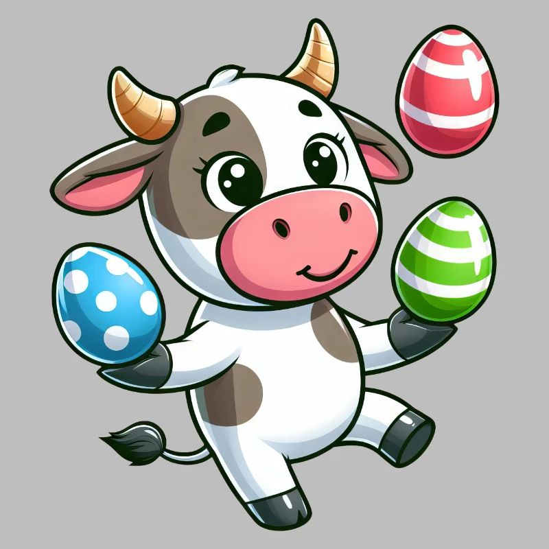 Conception d'artiste de jonglage de vache et de taureau d'oeuf de Pâques