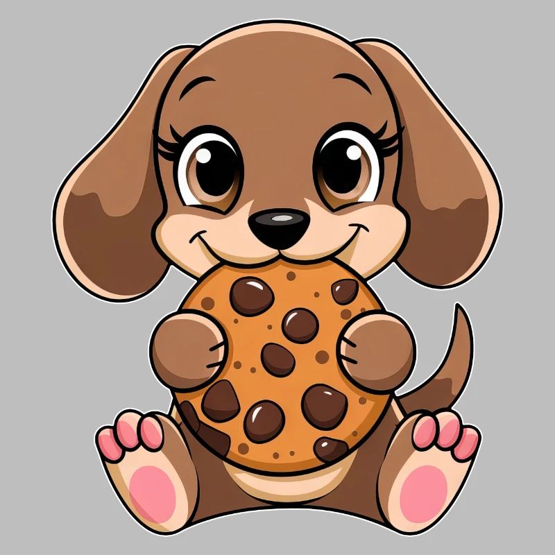 teckel mignon chien biscuit dessin animé grignotage bonbons