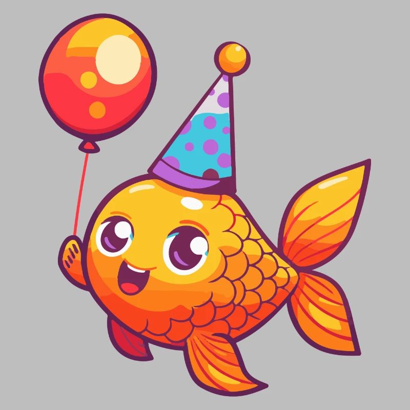 Goldfisch Geburtstag Comic Niedlich