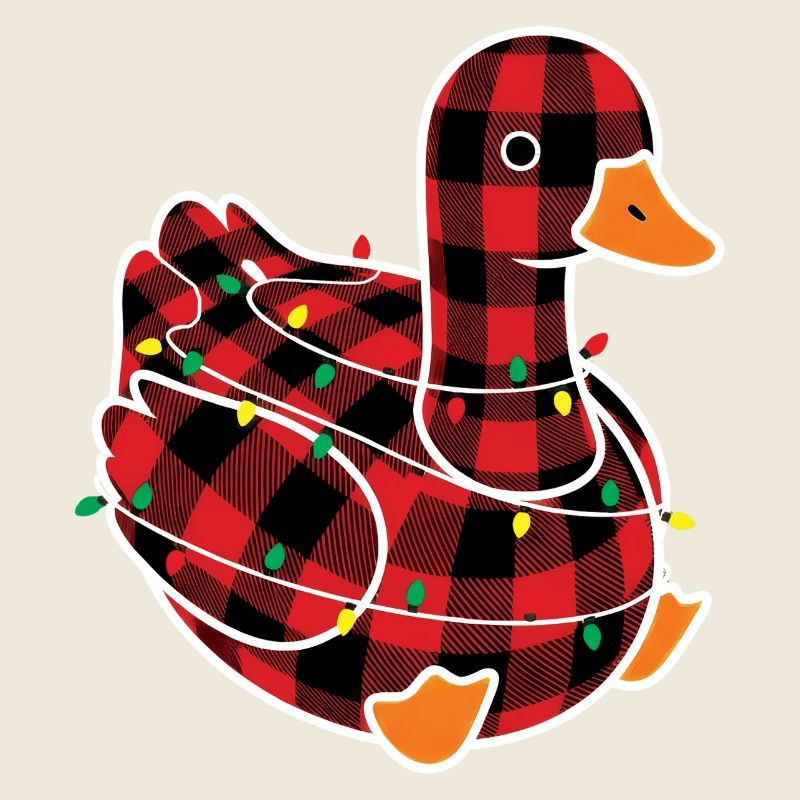 Humor Goose Christmas Plaid Red Plaid