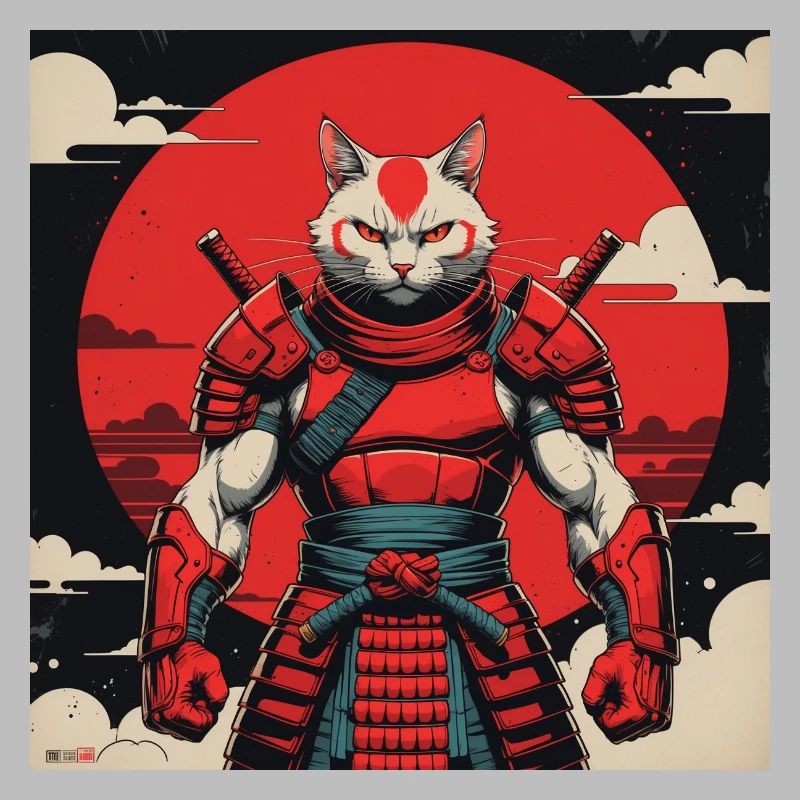 Chat samouraï guerrier
