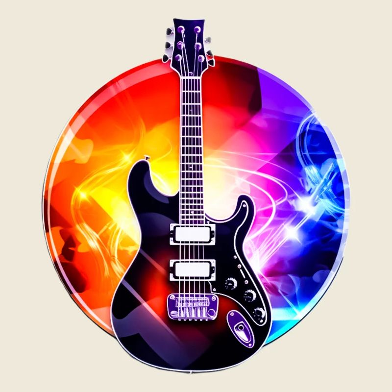 Gitarre mit buntem Hintergrund