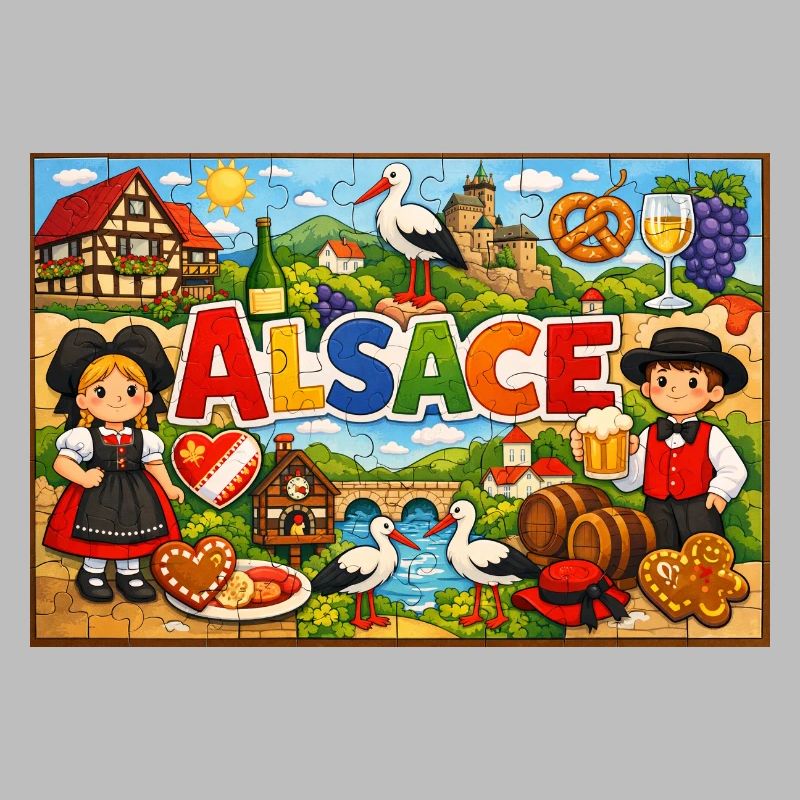 Alsace Colorée et Traditions tableau puzzle