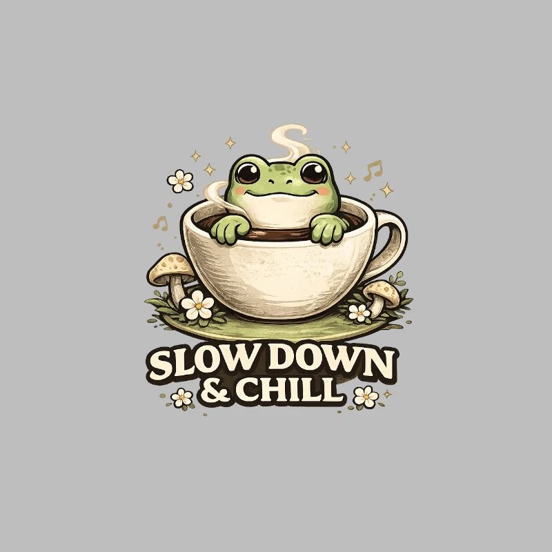 Slow Down & Chill – Cute Frog Coffee Aesthetic