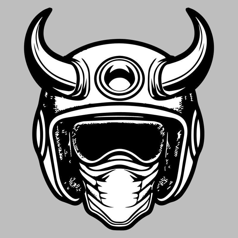 Retro motocross motorcycle helmet with two horns