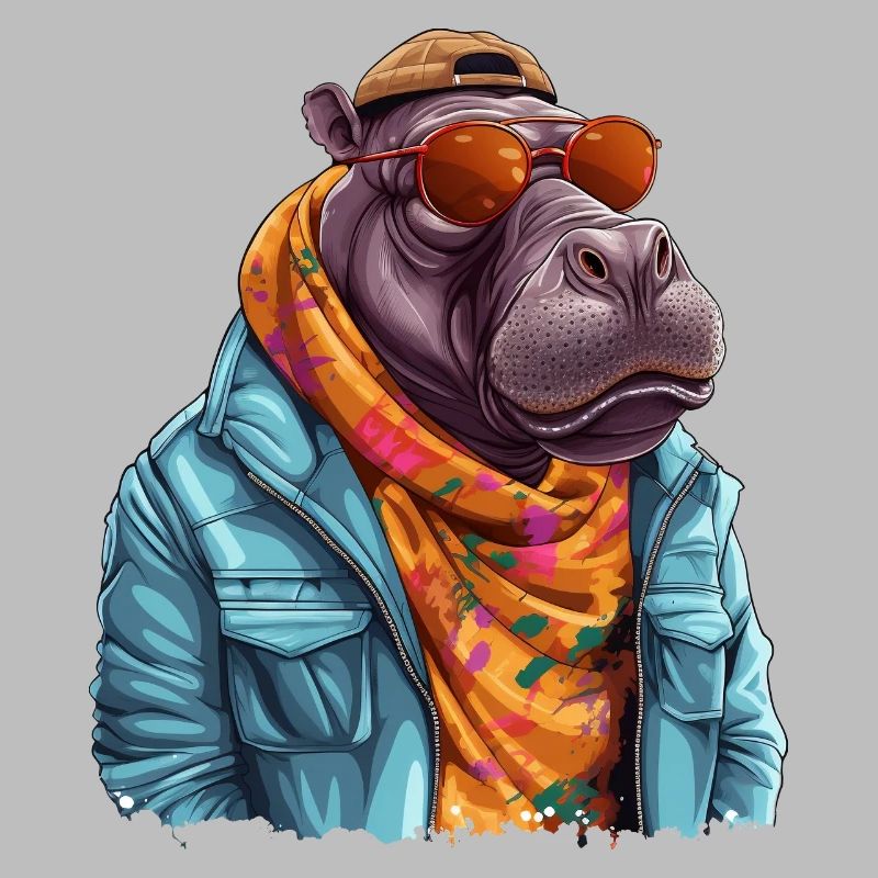 Graffiti d’hippopotame. Force et puissance cachées.
