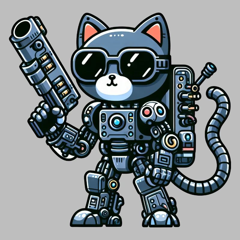 Cool chat cyborg dessin animé robot robot
