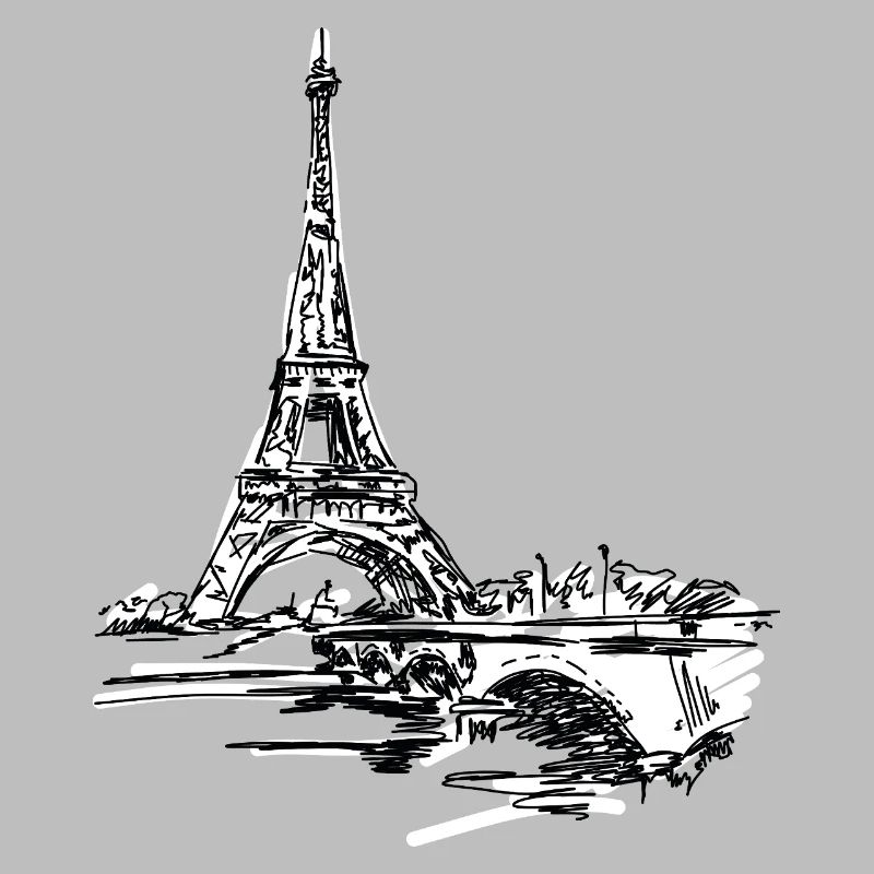Pariser Skyline: Skizzenhafter Eiffel Turm