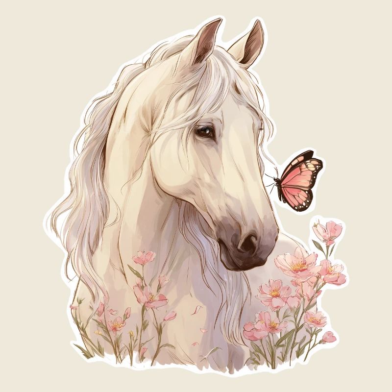 Pferd mit Schmetterling