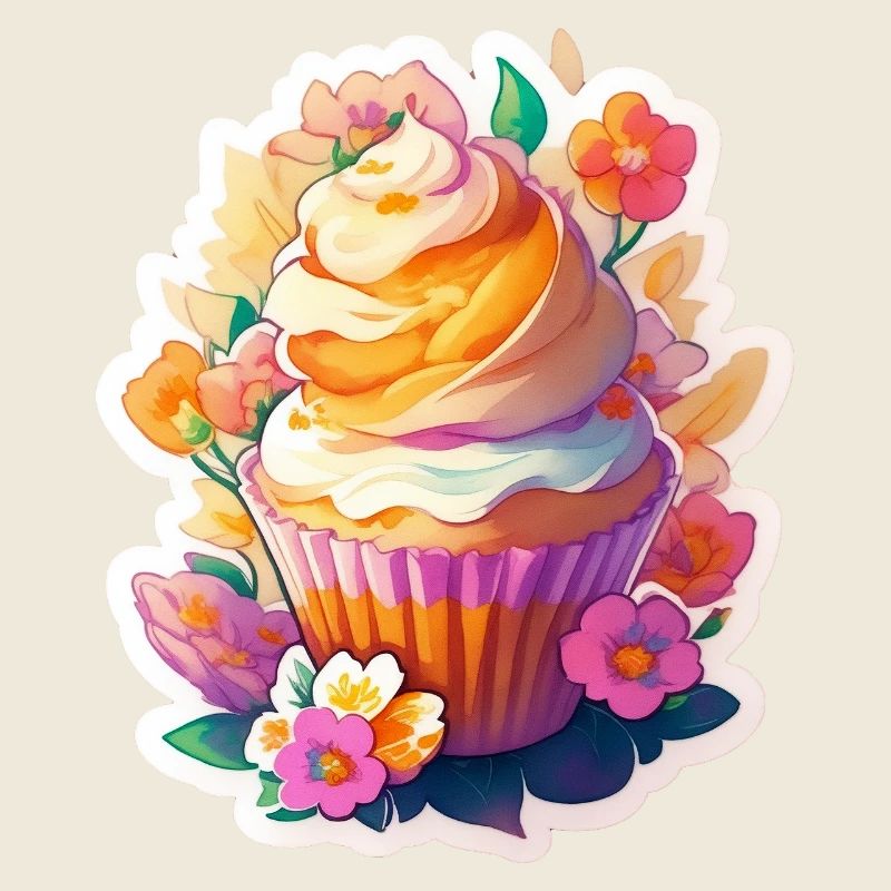 Blumen Cupcake Farbenspiel