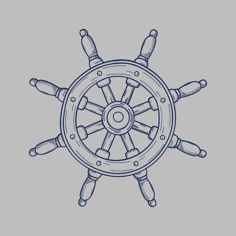 Sail tshirt hand drawn steering wheel design