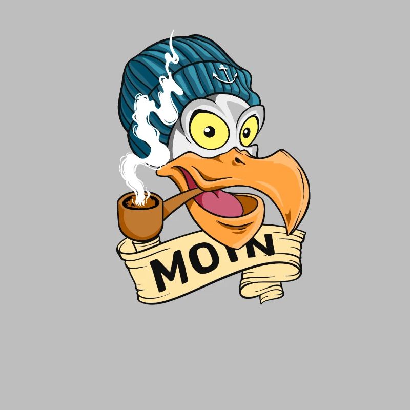 Möwe mit Pfeife und Beanie - Moin