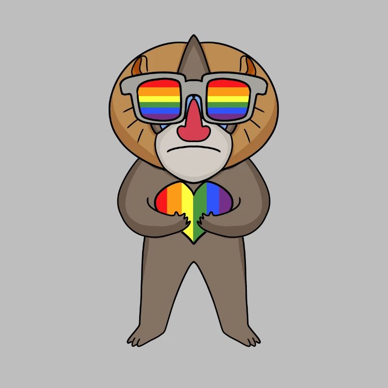LGBT Tier Affe Mandrill Regenbogen