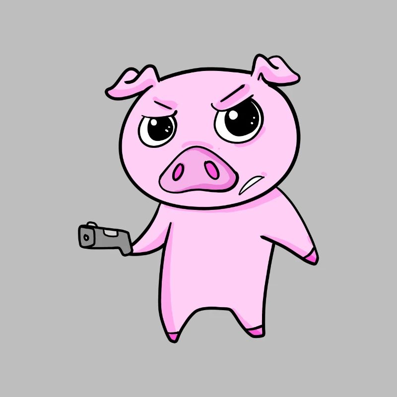 Schwein mit Pistole