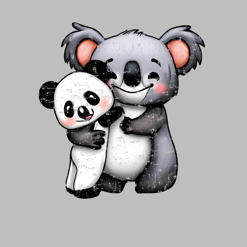 Mignon Koala Bear et Panda Bear Squeeze Grunge