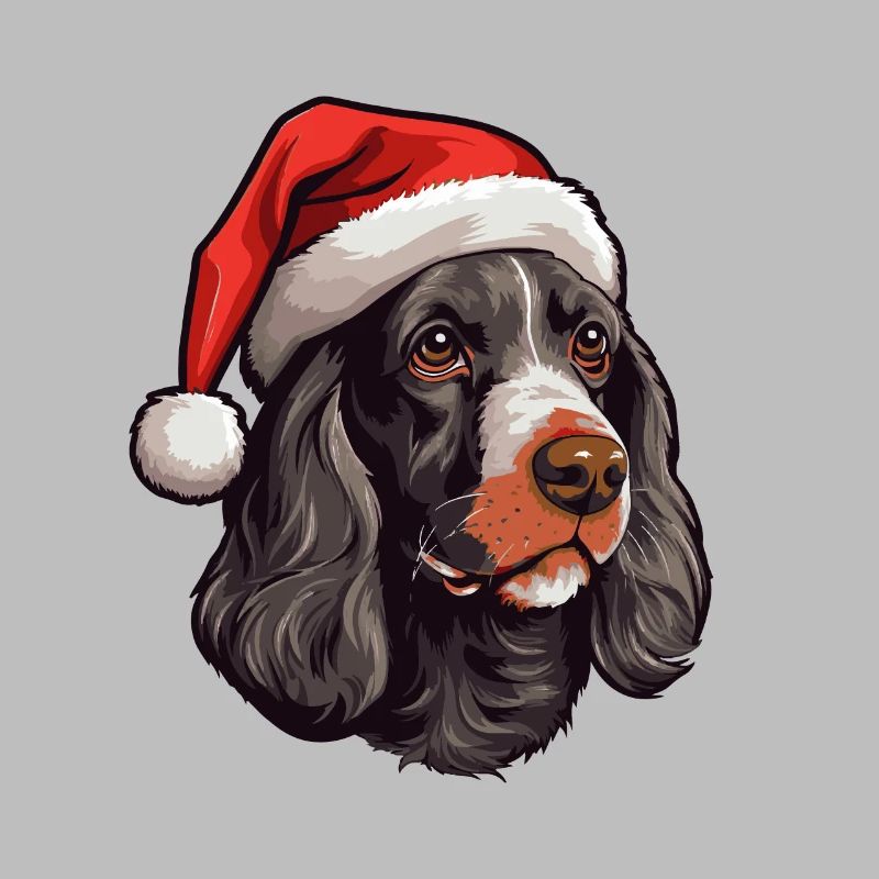 Cocker Spaniel tête de chien Portrait de Noël