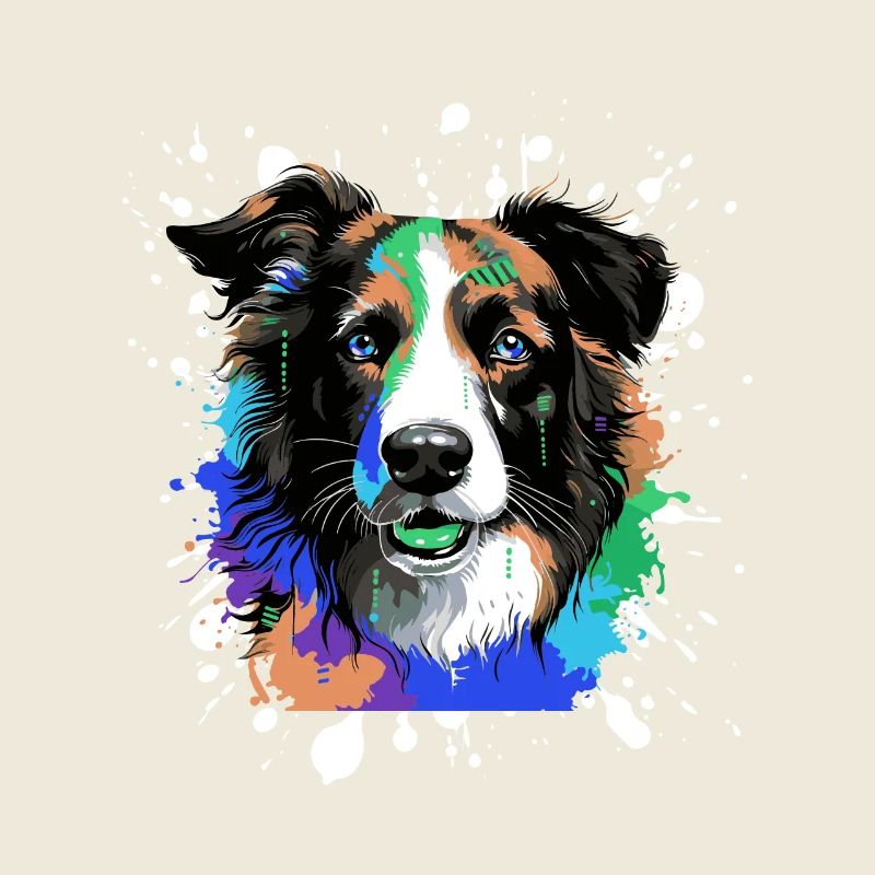 Border Collie Hund Kopf Porträt Bunt