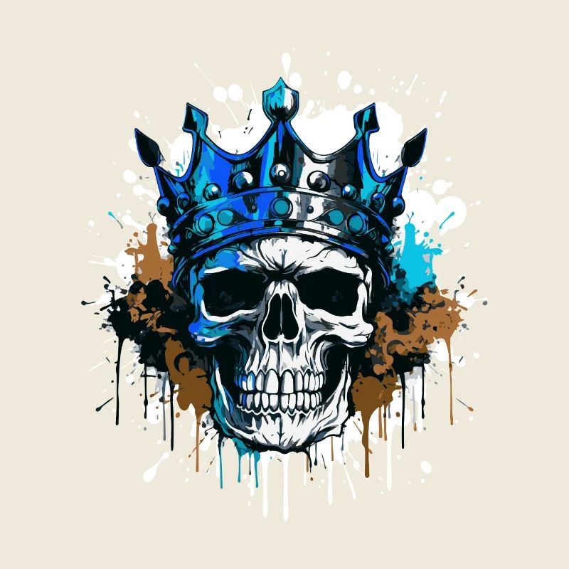 Totenkopf König Krone Skelett Bunt