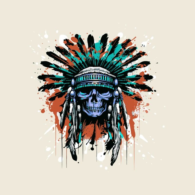 Apache Skull Indian Colorful