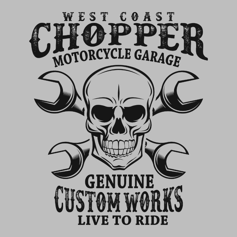 Skull Biker Saying West Coast Chopper
