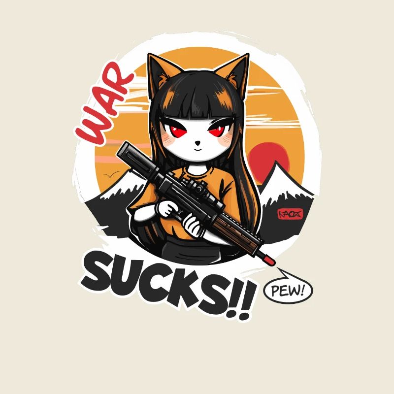 Anime Katze Fuchs Mädchen Krieg ist scheiße