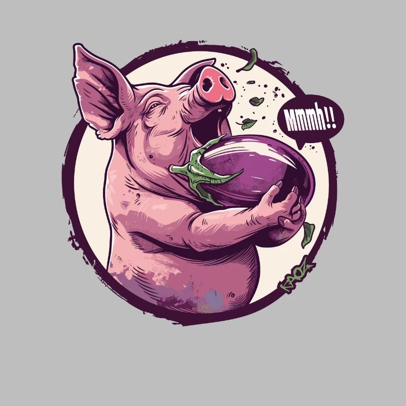 Auberginen liebendes vegetarisches Schwein