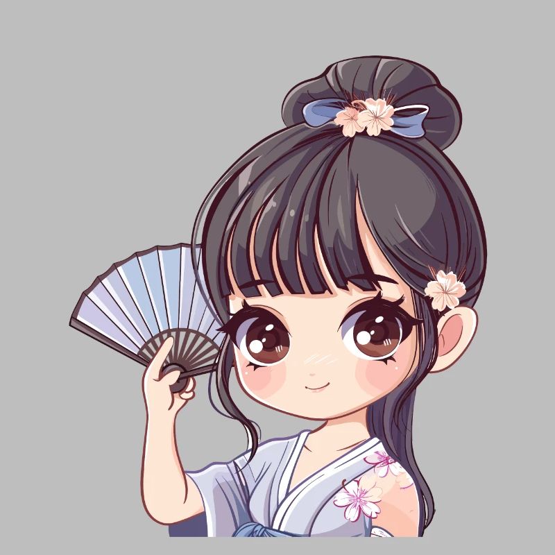 Anime Mädchen mit Fächer