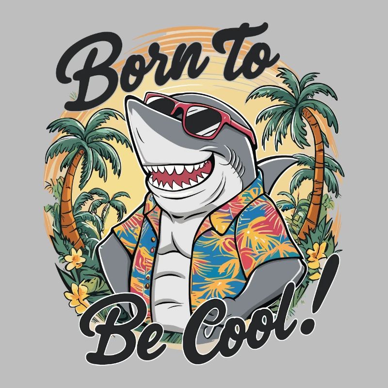 Funny shark with sunglasses summer beach vacation