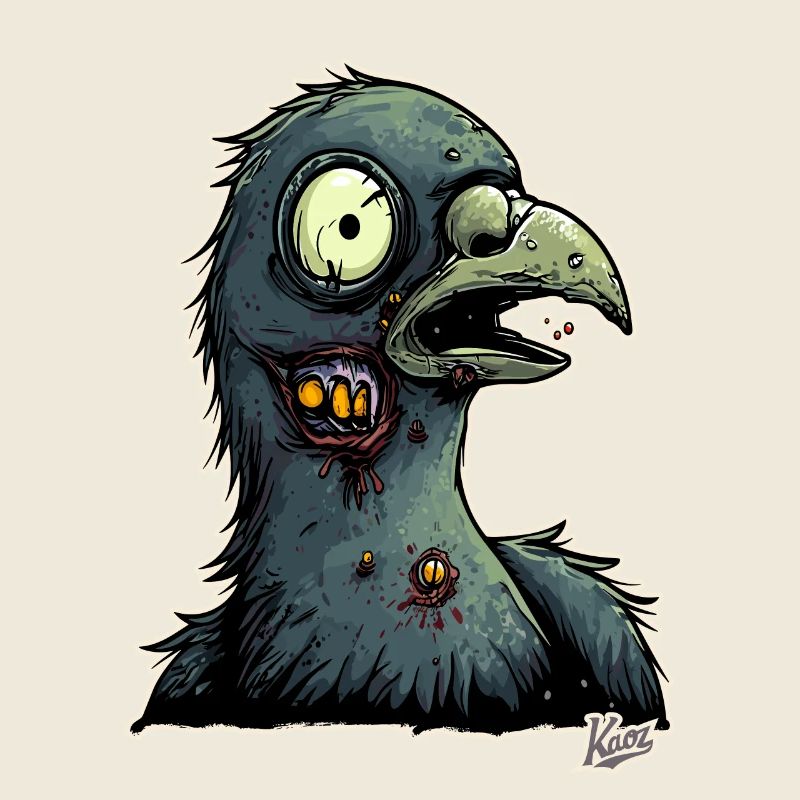 Un pigeon zombie effrayé