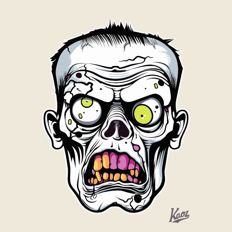 Crâne de zombie pâle super drôle