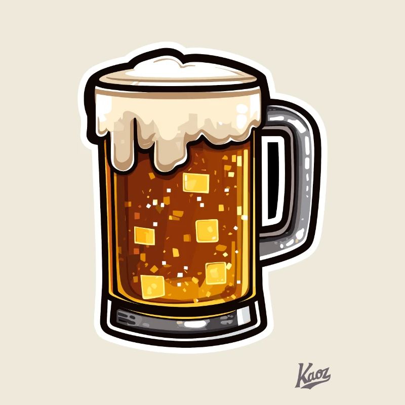 Chope à bière Pixel avec mousse