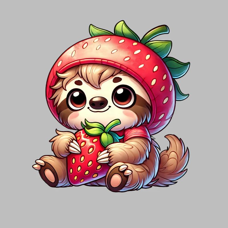 Faultier Erdbeere Sommerfrucht Design