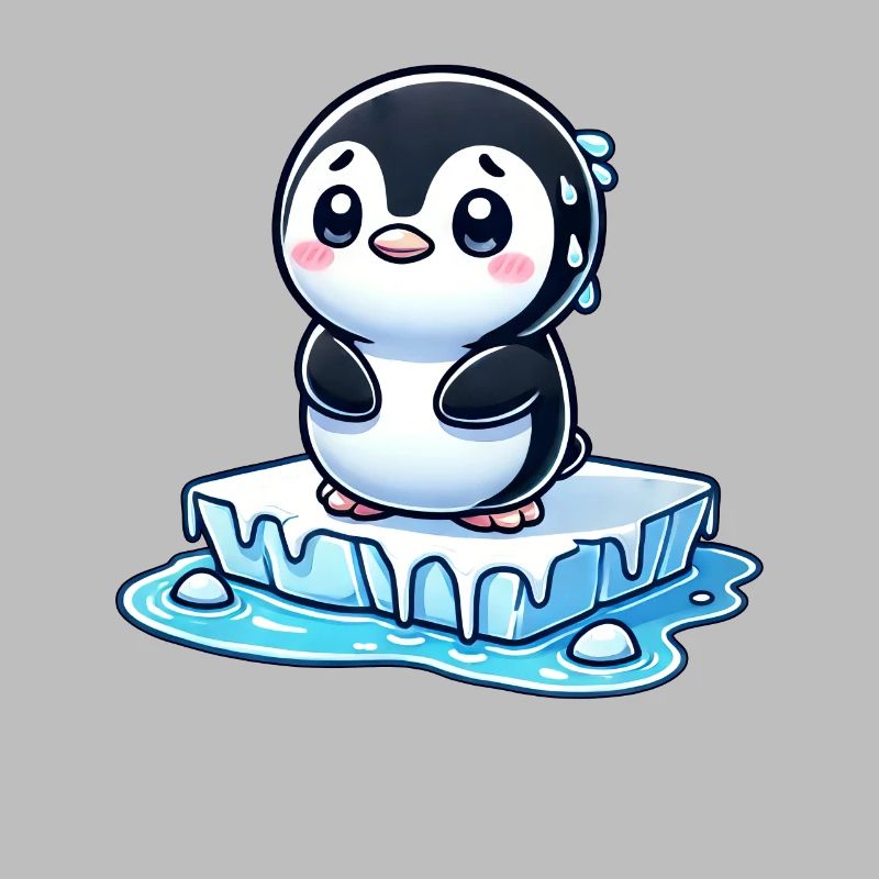 Penguin sweats floe melting South Pole