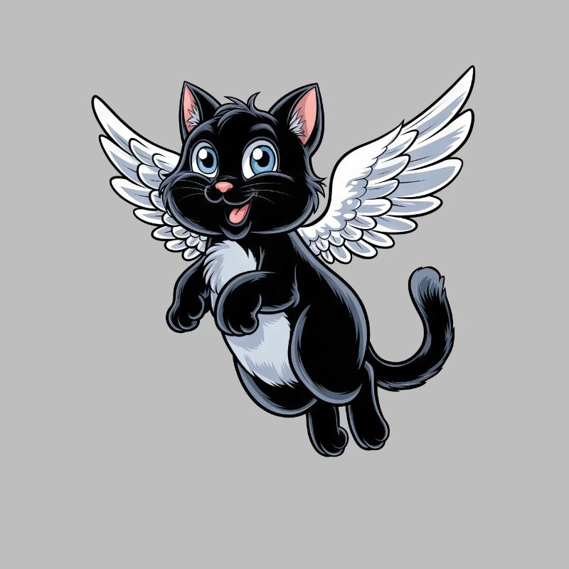 Chat noir avec des ailes d’ange