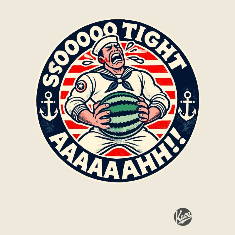 Weinender Seemann mit Melone: Es ist so eng!