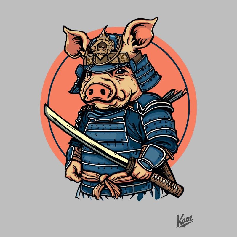 Japanese Shogun Samurai Pig