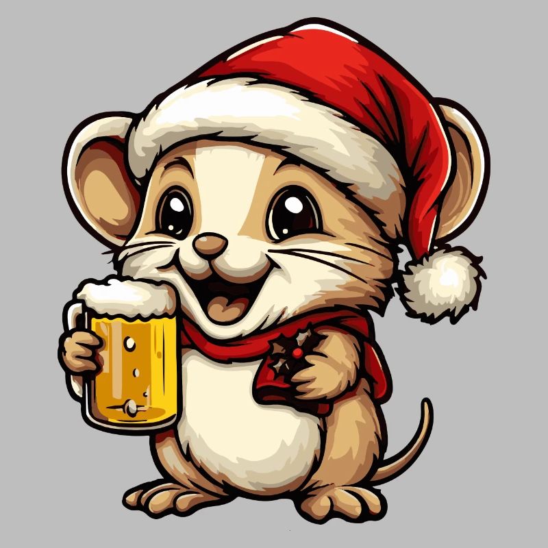 Mouse Christmas Beer Funny
