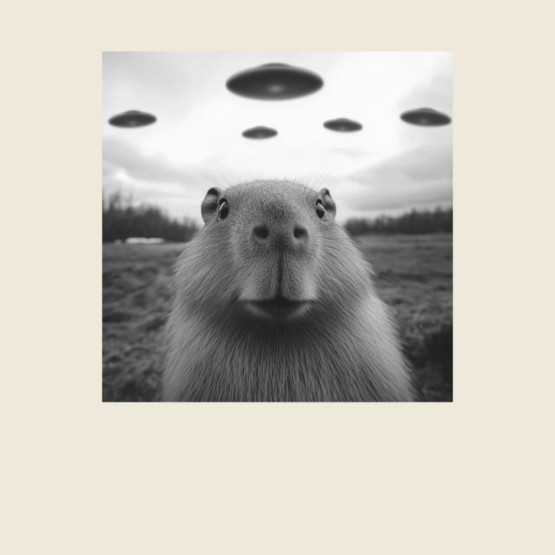 Selfie de capybara avec des OVNIS, Impression étrange