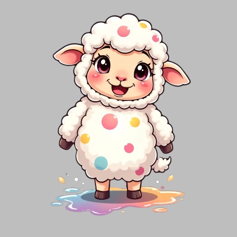 Cute sheep character with colorful dots