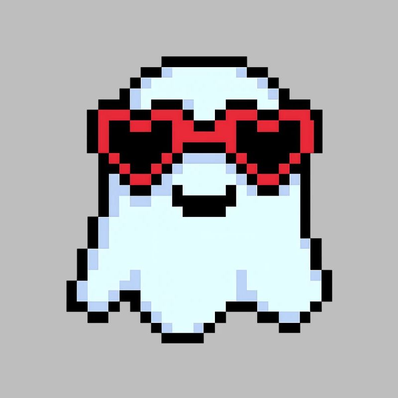 Pixel Ghost avec des nuances en forme de cœur