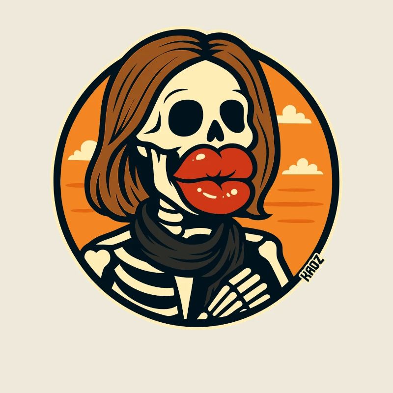 Skeleton with red lips