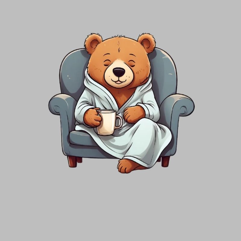 Cuddly bear in a dressing gown